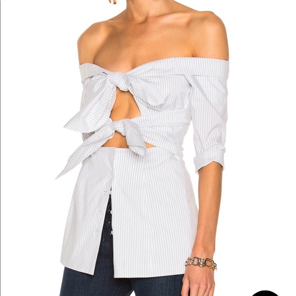 ISA ARFEN Stripped double knot off shoulder shirt - Picture 3 of 6